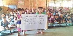 اعلام همبستگی کودکان میانمار با شهید ۴ ساله اهواز