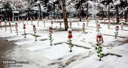 تصاویر/گلزار شهدای بهشت زهرا در یک روز برفی 