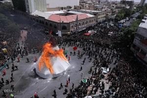مراسم خیمه سوزان عاشورا در چهارراه گلوبندک/تصاویر