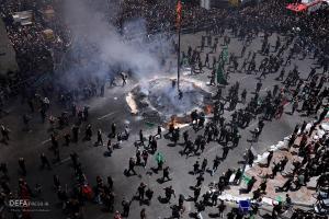 مراسم خیمه سوزان عاشورا در چهارراه گلوبندک/تصاویر