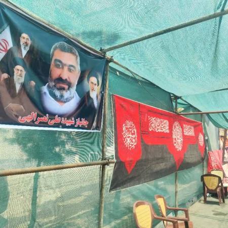 جانباز و فرزند شهید، پرچمدار خدمت در موکب شهدای حاجی‌زاده و نصراللهی