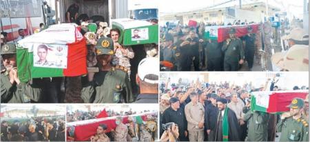 ورود پیکر مطهر ۵ پاسدار شهید حمله آمریکا و سعودی از عراق به کشورمان