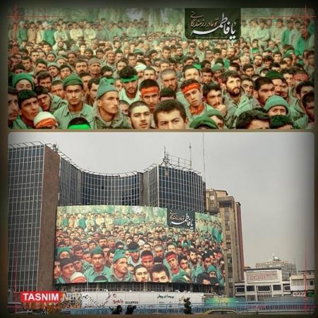 دیوارنگاره جدید میدان ولی‌عصر(عج) به استقبال کاروان شهدا رفت